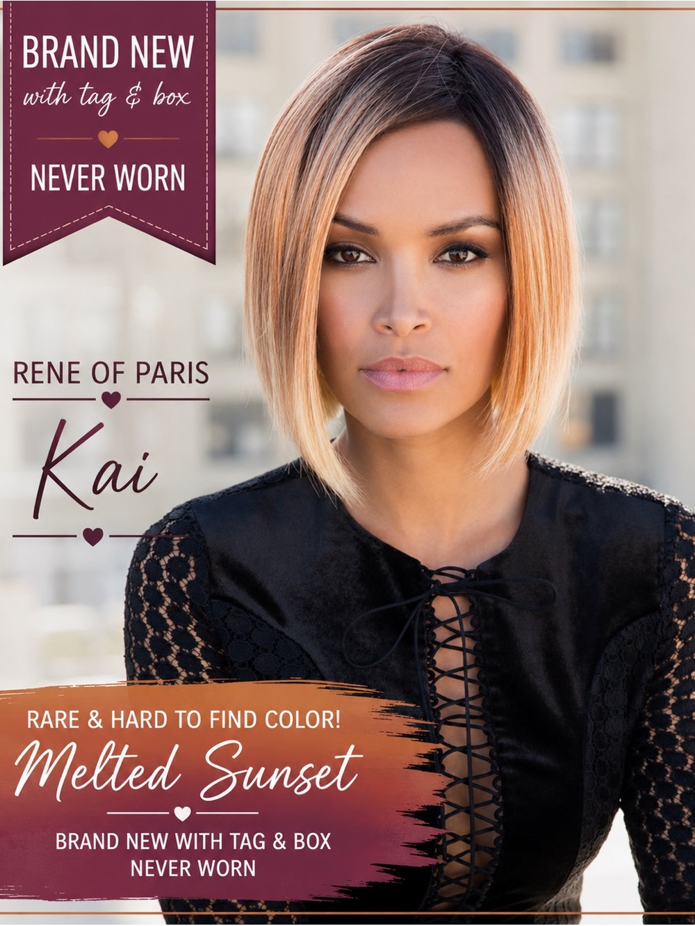Rene of Paris Kai Lace Front Bob – Melted Sunset (RARE) • Brand New in Box